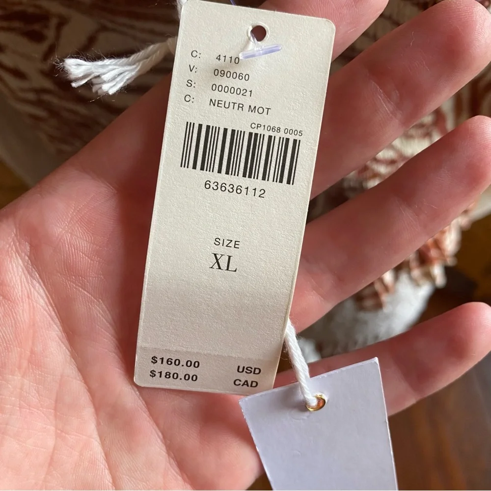 NWT: Anthropologie Love the Label Smocked Puff Sleeve Blouse Neutral Zebra XL